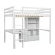 preview thumbnail 11 of 11, Full Size Loft Bed with Desk, Storage Shelves and Drawers, Wood High Guardrails Loft Bed with Built-In Ladder
