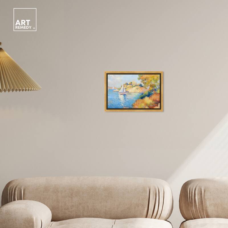Art Remedy Sail Off In The Morning Framed Impressionism 1 Piece Canvas Wall Art /Monet And Van Gogh Inspired Art