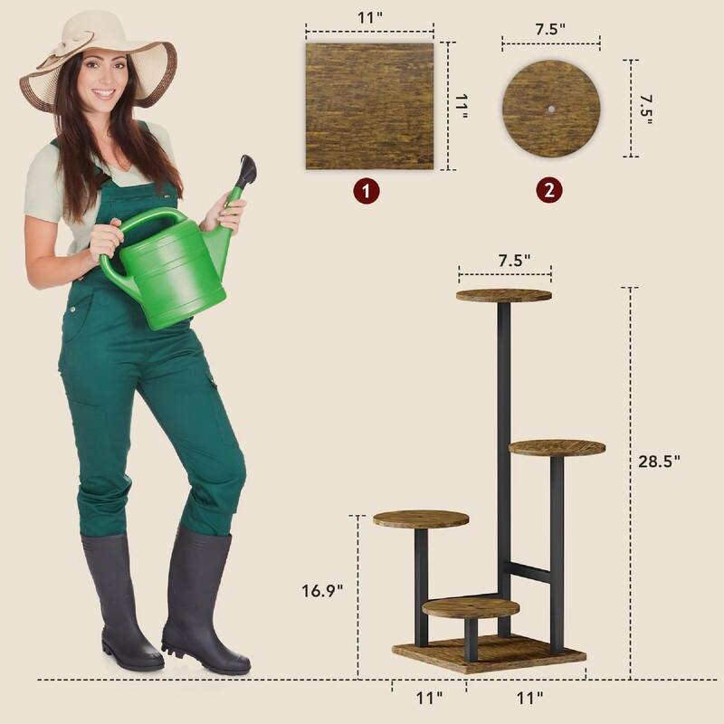 Plant Stand Indoor with Grow Light - 11 x 11 x 28.5 inches