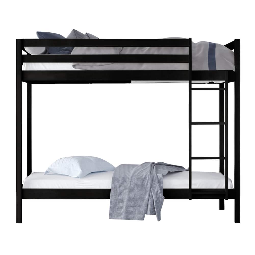 CraftPorch Modern Twin Over Twin Size Wooden Bunk Bed