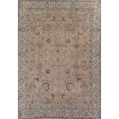 Distressed Tabriz Vintage Persian Rug Handmade Oriental Wool Carpet - 9'6" x 12'7"