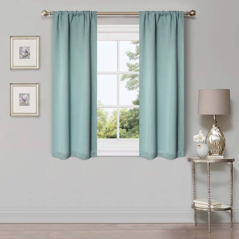 Superior Solid Machine Washable Room Darkening Semi-Blackout Curtains, Set of 2