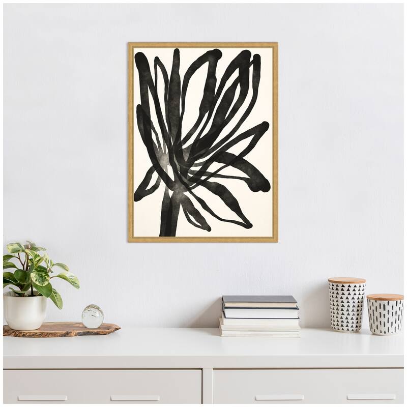 Kate and Laurel Sylvie Dark Floral Framed Canvas by Alicia Bock