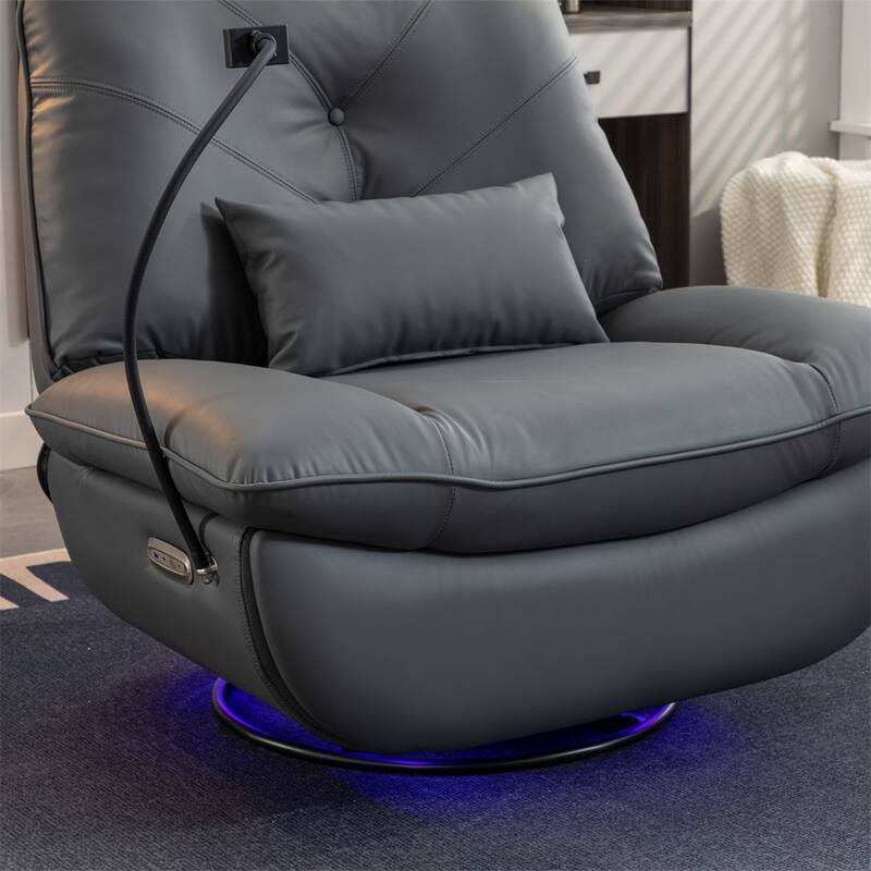 Power Swivel Rocking Chair with USB Port Charge &Lamp for Nursery