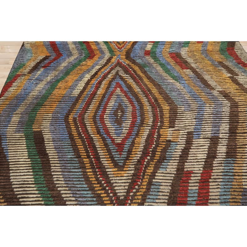 8x10 Tibetano Hand Knotted Wool Ivory Moroccan Modern & Contemporary Boho Rug - 8' x 10'