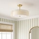 preview thumbnail 61 of 71, 3-Light 20"W Drum Fabric Semi Flush Mount Pendant Chandelier Gold with Gold Shade