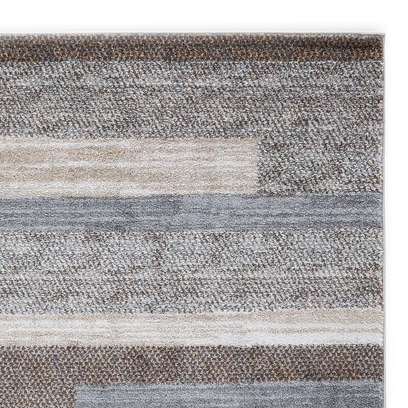 Beny 8 x 10 Large Area Rug, Machine Woven Abstract Stripe Pattern, Gray - 8 x 10