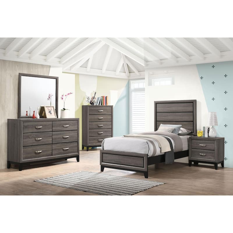 Watson Bedroom Set - Grey Oak - Twin - 5 Piece