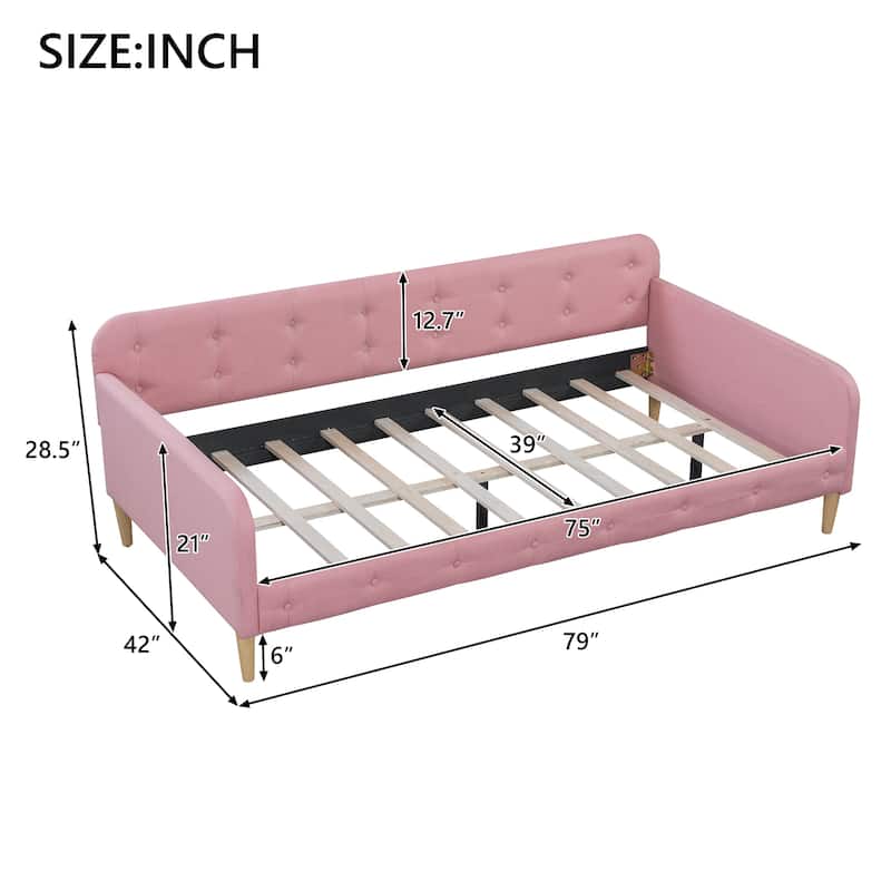 Modern Design Twin Size Upholstered Daybed with 4 Support Legs
