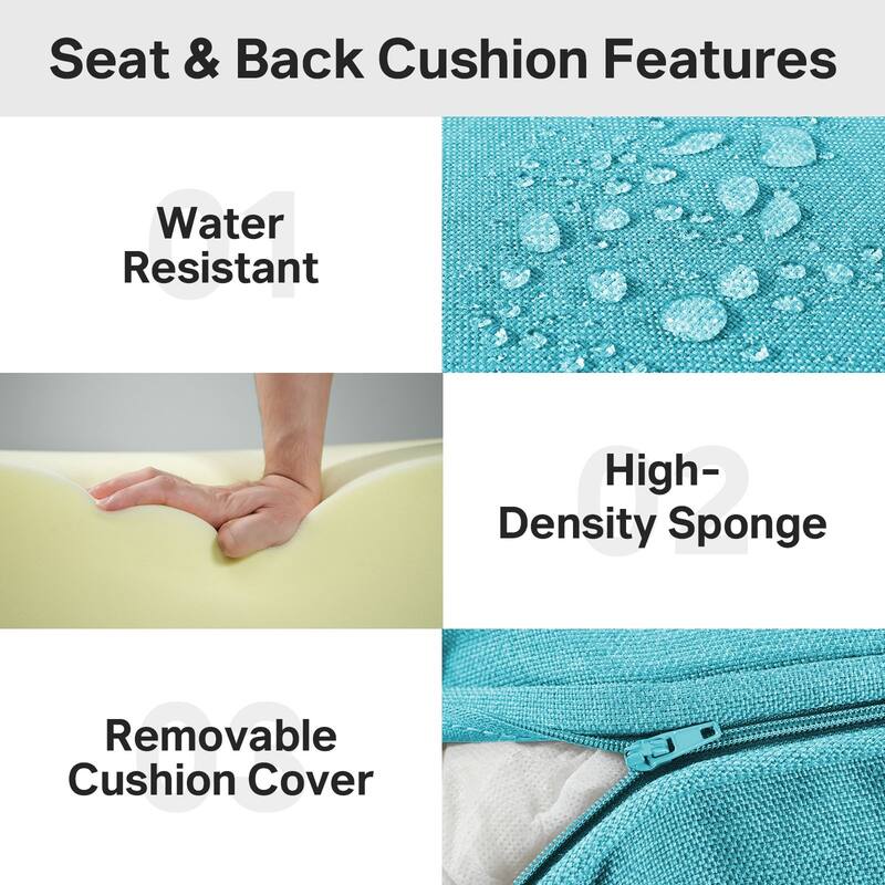 22" W x 24" D x 6" T Outdoor Lounge Chair Replacement Cushion Set Water and Fade Resistant