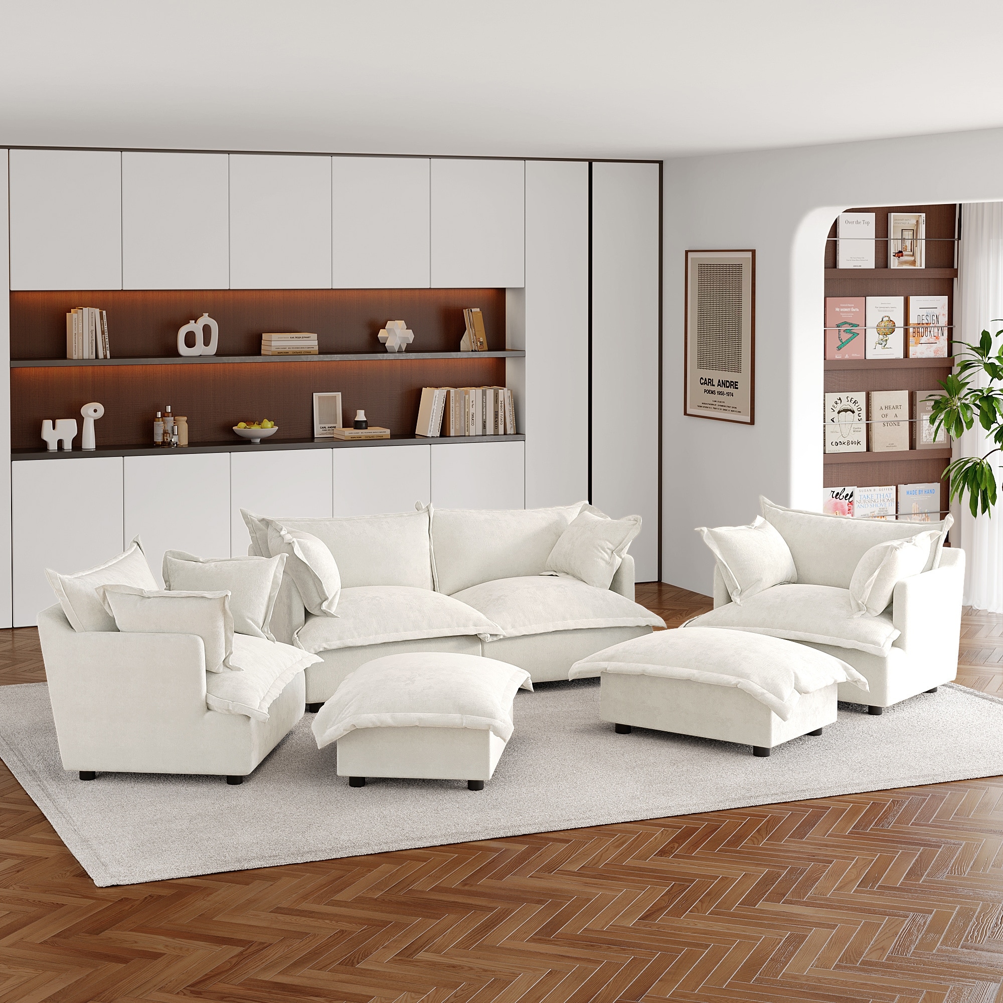 Double Layer Cushion Comfy Cloud Modular Sectional Sofa Set