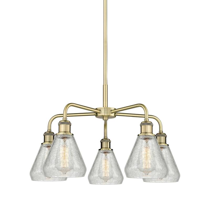 Innovations Lighting 516-5CR-15-24 Conesus Chandelier Conesus 5 Light - Antique Brass / Clear Crackle
