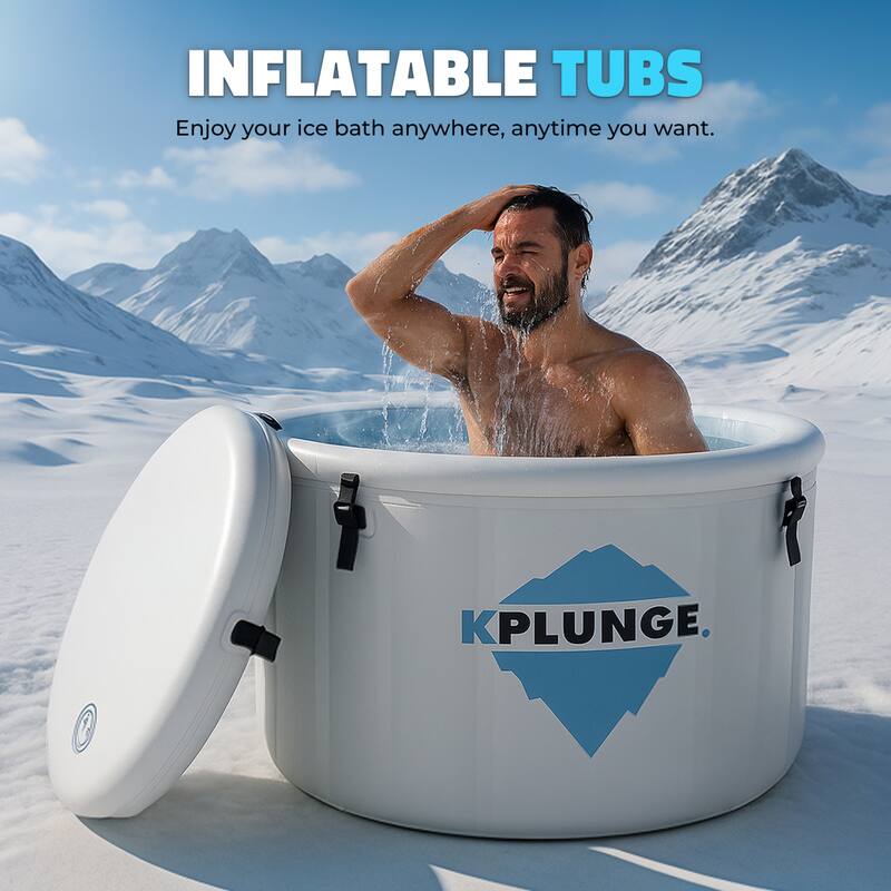 Arctic 1-Person Inflatable Cold Plunge Ice Bath Tub/Hot Tub with PVC Insulated Lid, Pump, and Repair Kit in Gray