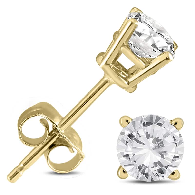 1 Carat TW Diamond Solitaire Pendant and Earring Matching Set in 14K Yellow Gold (H-I Color, SI1-SI2 Clarity)