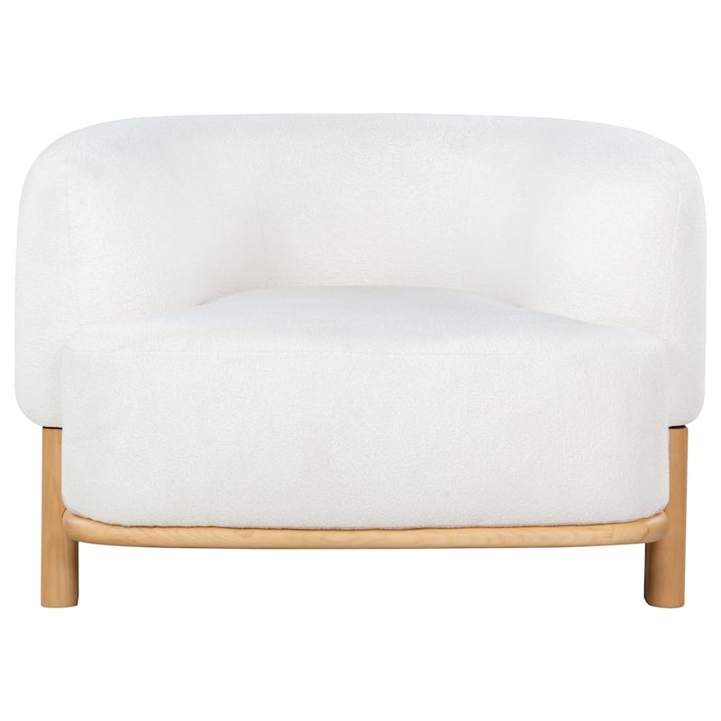 SAFAVIEH Couture Oscar Boucle Accent Chair - 39"W x 34"D x 28"H - Ivory/Natural