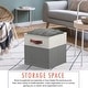 preview thumbnail 4 of 64, Foldable Collapsible Storage Box Bins Linen Fabric Shelf Basket Cube Organizer with Leather Handles - Set of 6