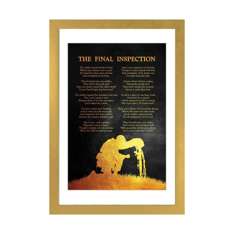 iCanvas "The Final Inspection - A Soldier's Poem" by Adrian Baldovino - Gold - 24x16x1