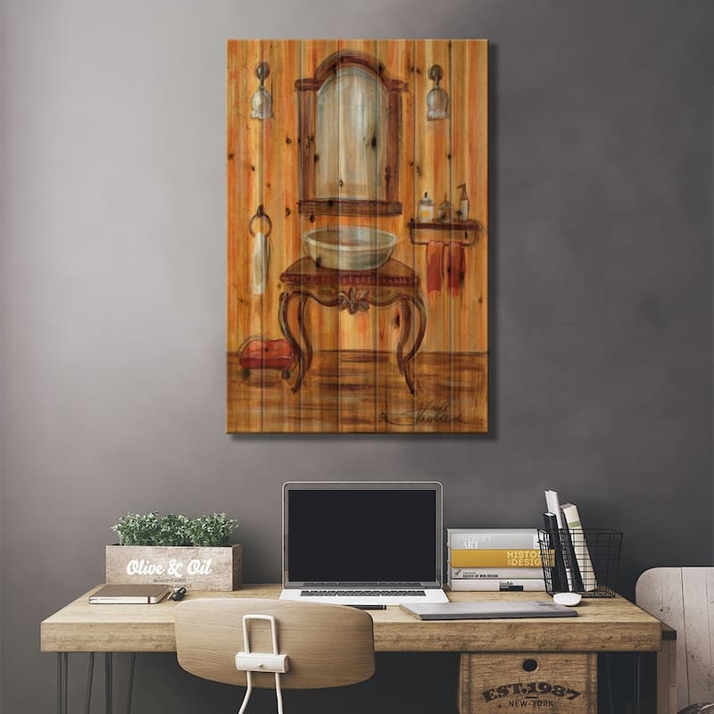 Tuscan Bath II Print On Wood by Silvia Vassileva - Multi-Color