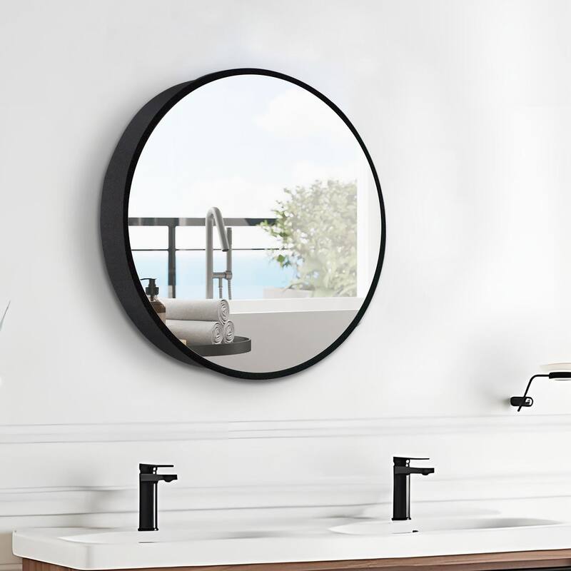 24"/30" Round Iron Medicine Cabinet with Mirror