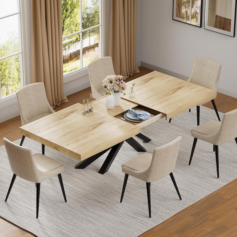 63"-79" Extendable Dining Room Table for 6 8, Modern Kitchen Table