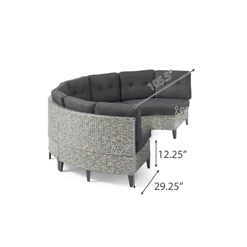 Outdoor Wicker Curved Sectional Sofa Set with Waterproof Cushions