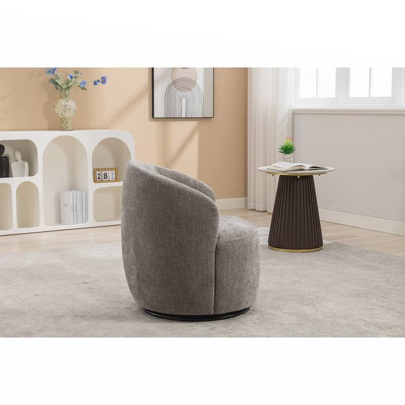 Chenille Swivel Barrel Chair