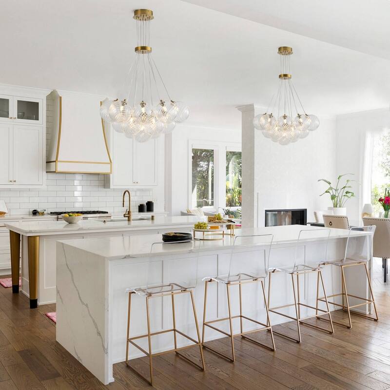 Modern 13‑Light Textured Glass Globe Chandelier - N/A