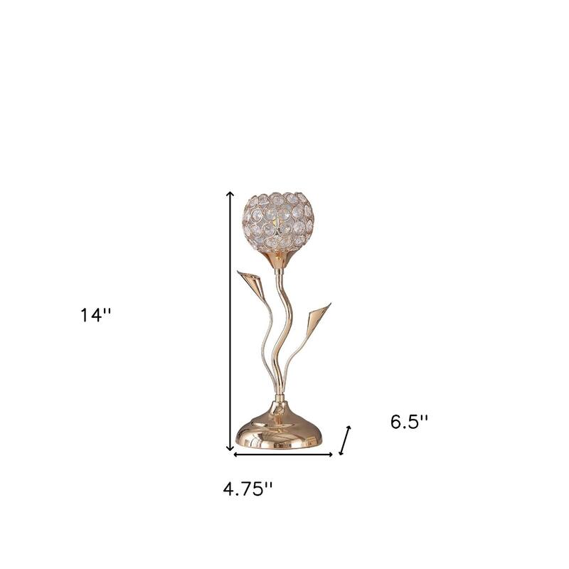 14 Inch Gold Table Lamp with Clear Novelty Shade for Bedside - 6.50" x 4.75" x 14"