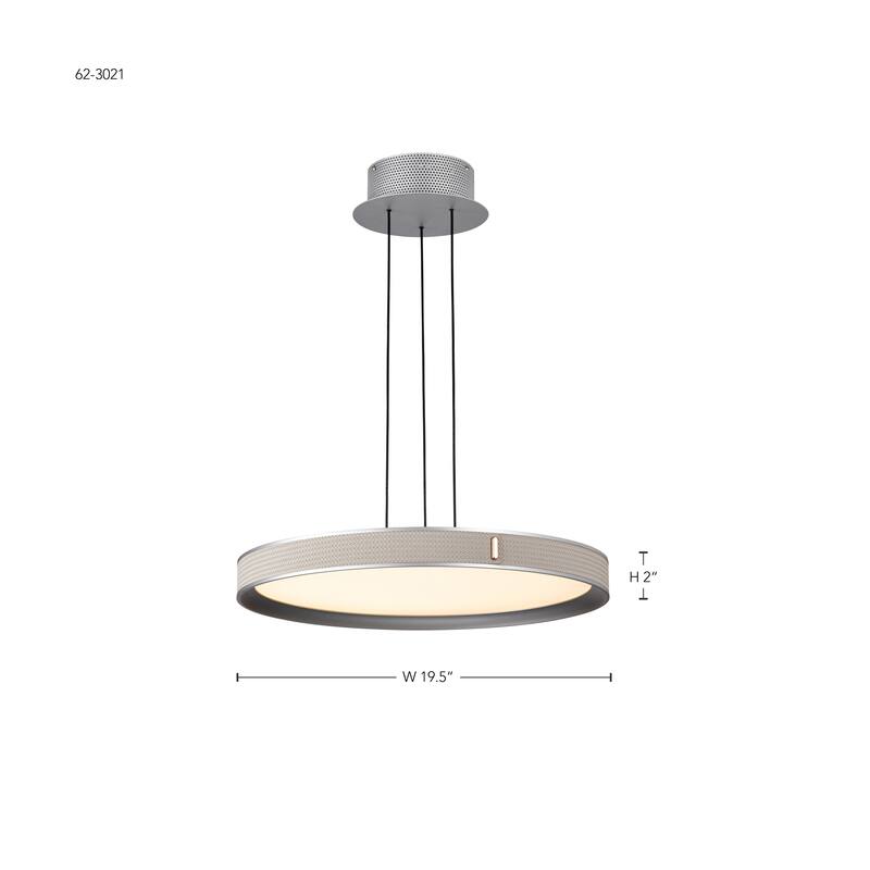 Bandon 20 Inch LED Pendant Gray with Off White Wrap Acrylic Lens