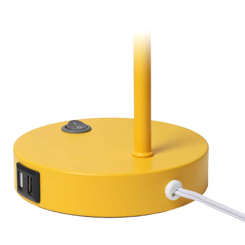 Modern Adjustable Metal Desk Lamp with USB Charging Port in Multiple Colors - 7.8" (L) x 5.6" (W) x 16" (H)