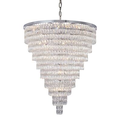 49" Chrome Metal Chandelier With Clear Crystals
