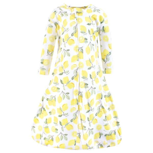 slide 1 of 1, Hudson Baby Infant Girl Long Sleeve Cotton Jersey Sleeping Bag, Sack, Blanket, Lemon 0-6 Months - Lemon