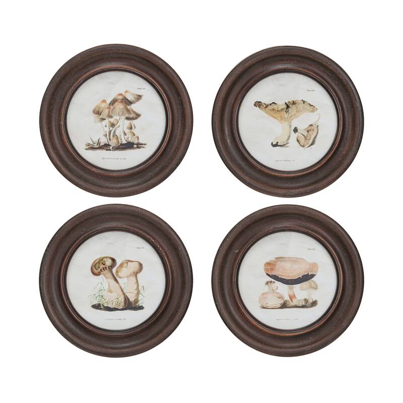 Reclaimed Wood Framed Mushroom Print Wall Art