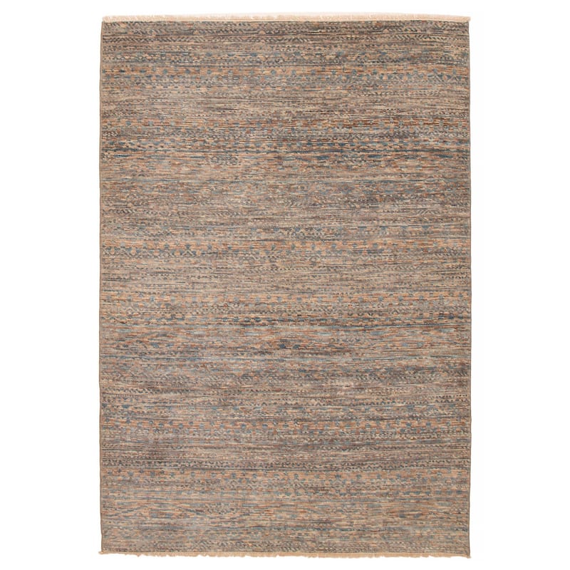 ECARPETGALLERY Hand-knotted Silk Shadow Tan Wool Rug - 6' 1" x 9' - Tan - 6' 1" x 9' - Rectangle