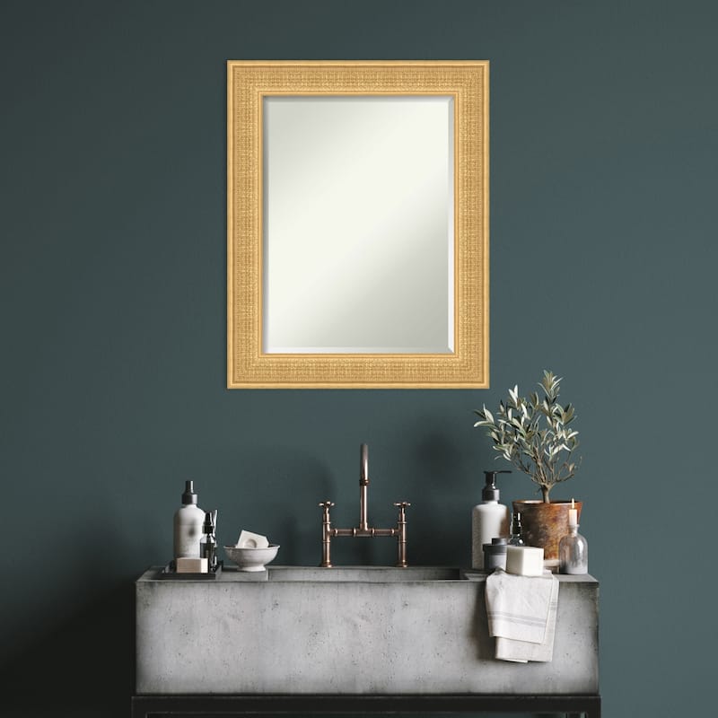 Trellis Beveled Wood Framed Bathroom Vanity Wall Mirror - Trellis Gold