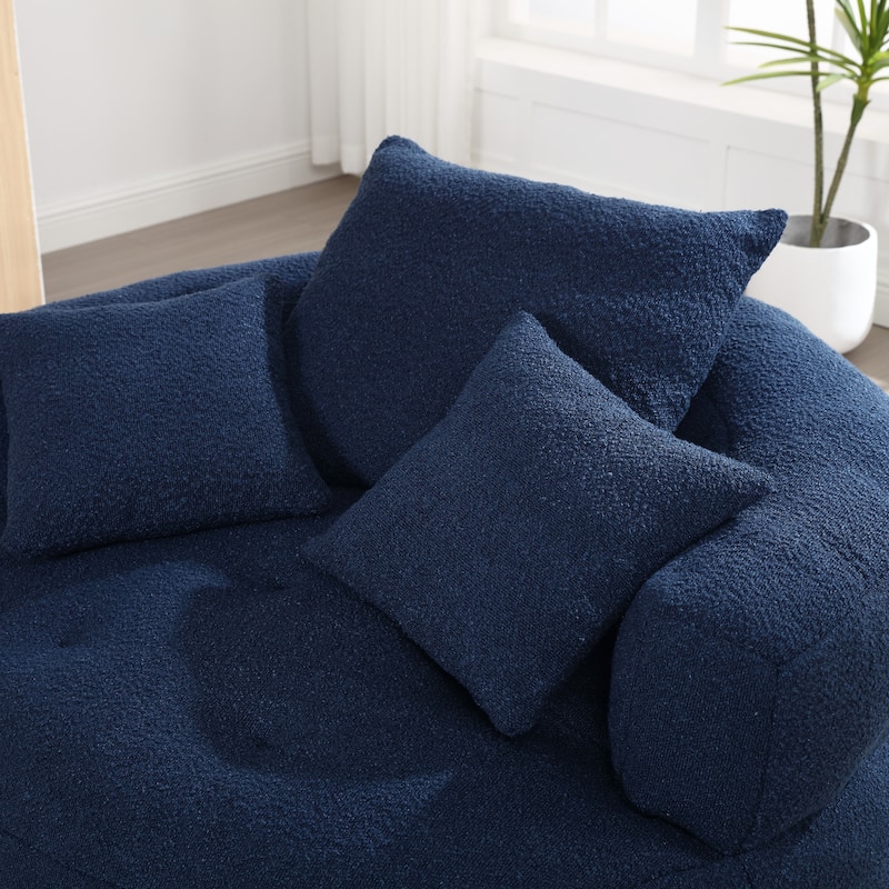 Chenille Sponge Single Sofa, Oversized Round Accent Chair Sleeper Couch Chaise Lounges for Living Room Bedroom Projection Room