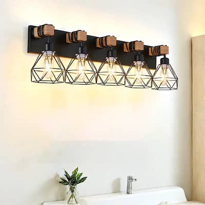 31" Modern Geometric 5-Light Vanity Light Fixture