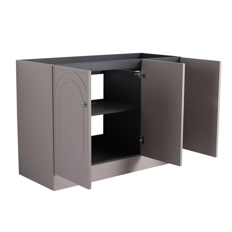 Modern 48 Inch Freestanding Bathroom Vanity Base without Sink, Storage Cabinet with Soft-Close Doors and Adjustable Shelves