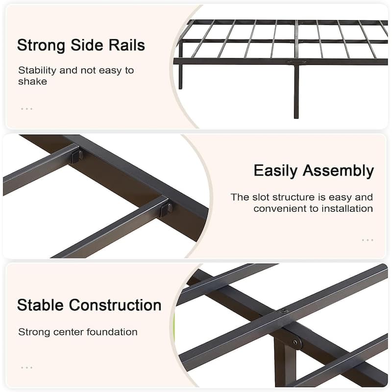 VECELO Modern Premium Metal Platform Bed Frames, Twin/Full/Queen Size Bed, Student apartment Beds