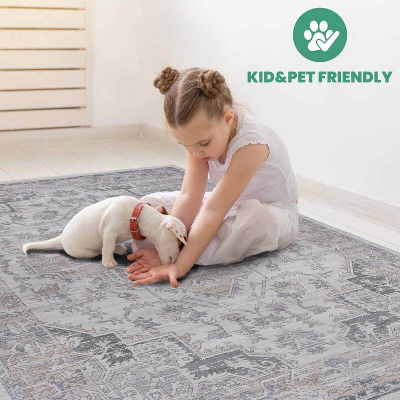 LOOM & LUXE Collection Oriental Non-Shedding Area Rug