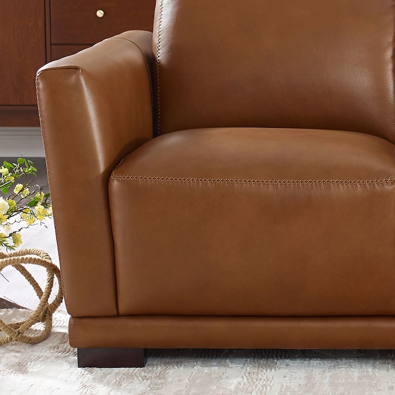 Hydeline Mary Top Grain Leather Loveseat with Memory Foam and Springs