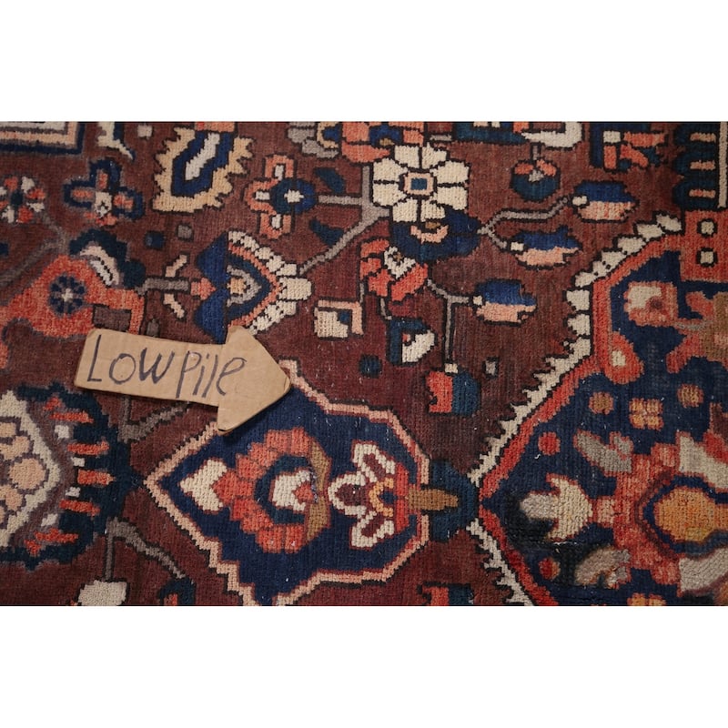 Geometric Bakhtiari Vintage Persian Rug Hand-Knotted Wool Carpet - 7'0" x 10'1"