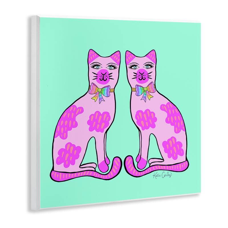 Stupell Mirrored Purple Cats Wall Plaque Art Design By Katie Conley