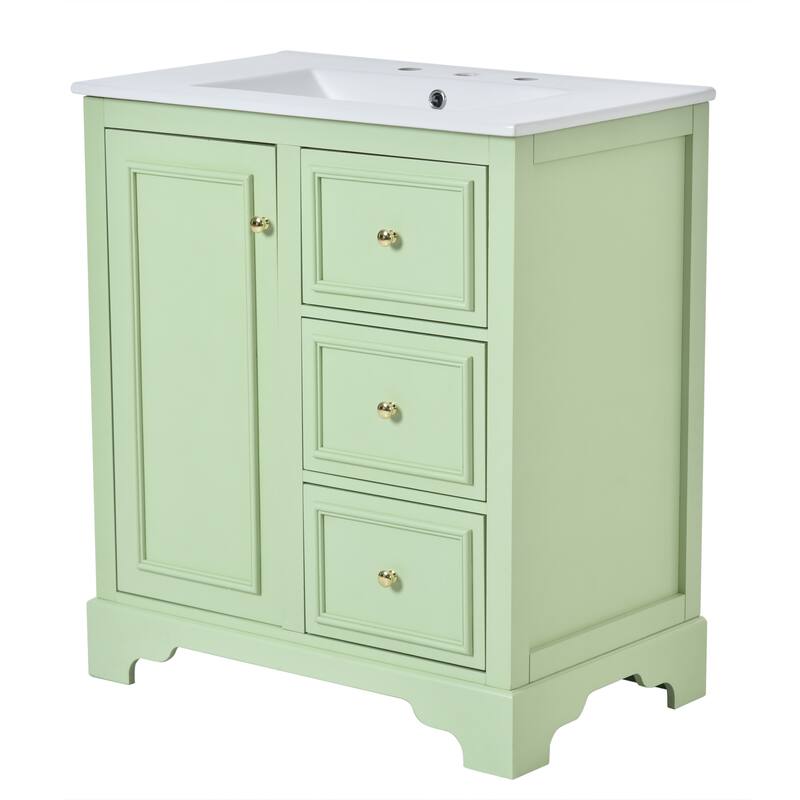 Bathroom Vanity with Sink Combo, Bathroom Storage Cabinet with 3 Drawers and 1 Door, Vanity Set with Adjustable Shelves