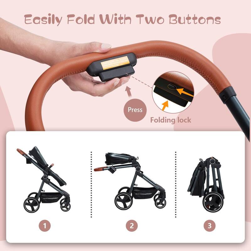 Convertible Baby Stroller, 3 in 1 Reversible Bassinet Stroller for Newborn