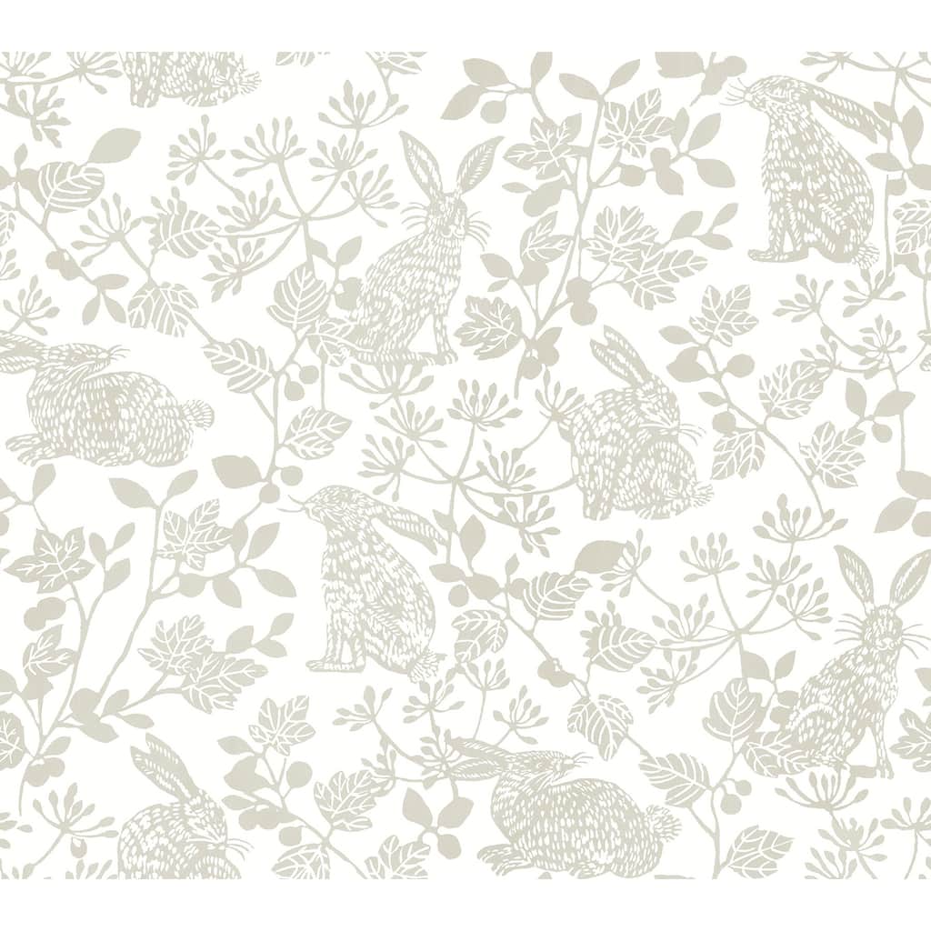 York Wallcoverings Beige Botanical Bunnies Peel and Stick Wallpaper