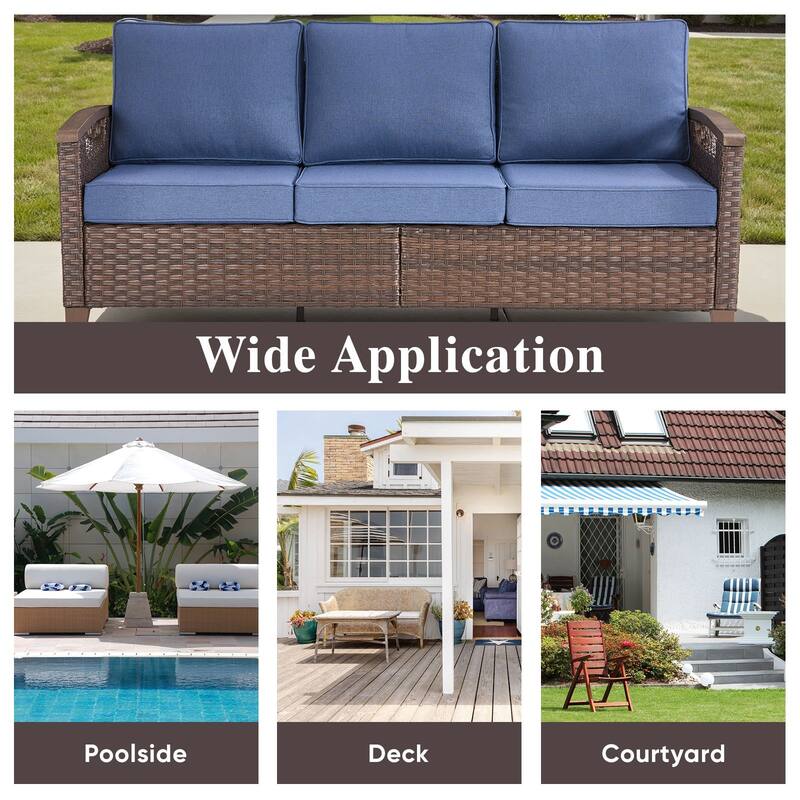 Pocassy Outdoor Brown Wicker Funitre with Cushion Set