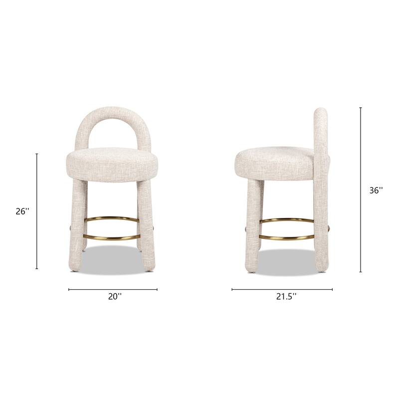 Penny 26.5" Mid-Century Modern Arched Fully Upholstered Counter Stool (Set of 2)