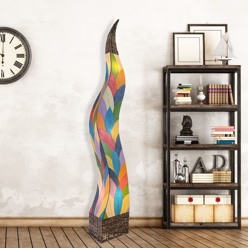 Eangee Handmade Flame Giant Lamp, Cocoa Leaves Shade, 13 x 13 x 72 in. - 13 x 13 x 72