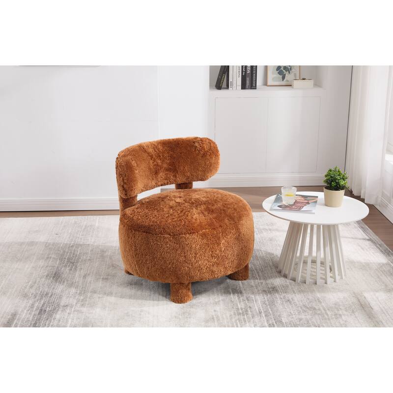 Armless Accent Chair with Curved Backrest and Solid Wood Legs, Small Upholstered Side Chair for Bedroom, Vanity, Reading Nook